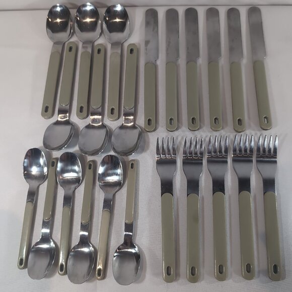 Oneida Northland 23 Set Lot Flatware Stainless Colormates Seafoam Green Spoon - Picture 1 of 16